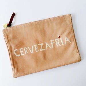Clare V. Pale Peachy Pink Cervezafria Zippered Clutch Bag